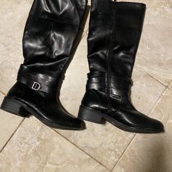 Women's Black Nice Leather Riding Boots - Size 8.5