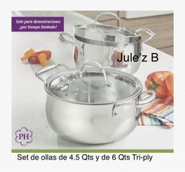 Juego De Ollas De 4.5 Qts Y De 6 Qts Tri-ply Nuevas En Sus Cajas