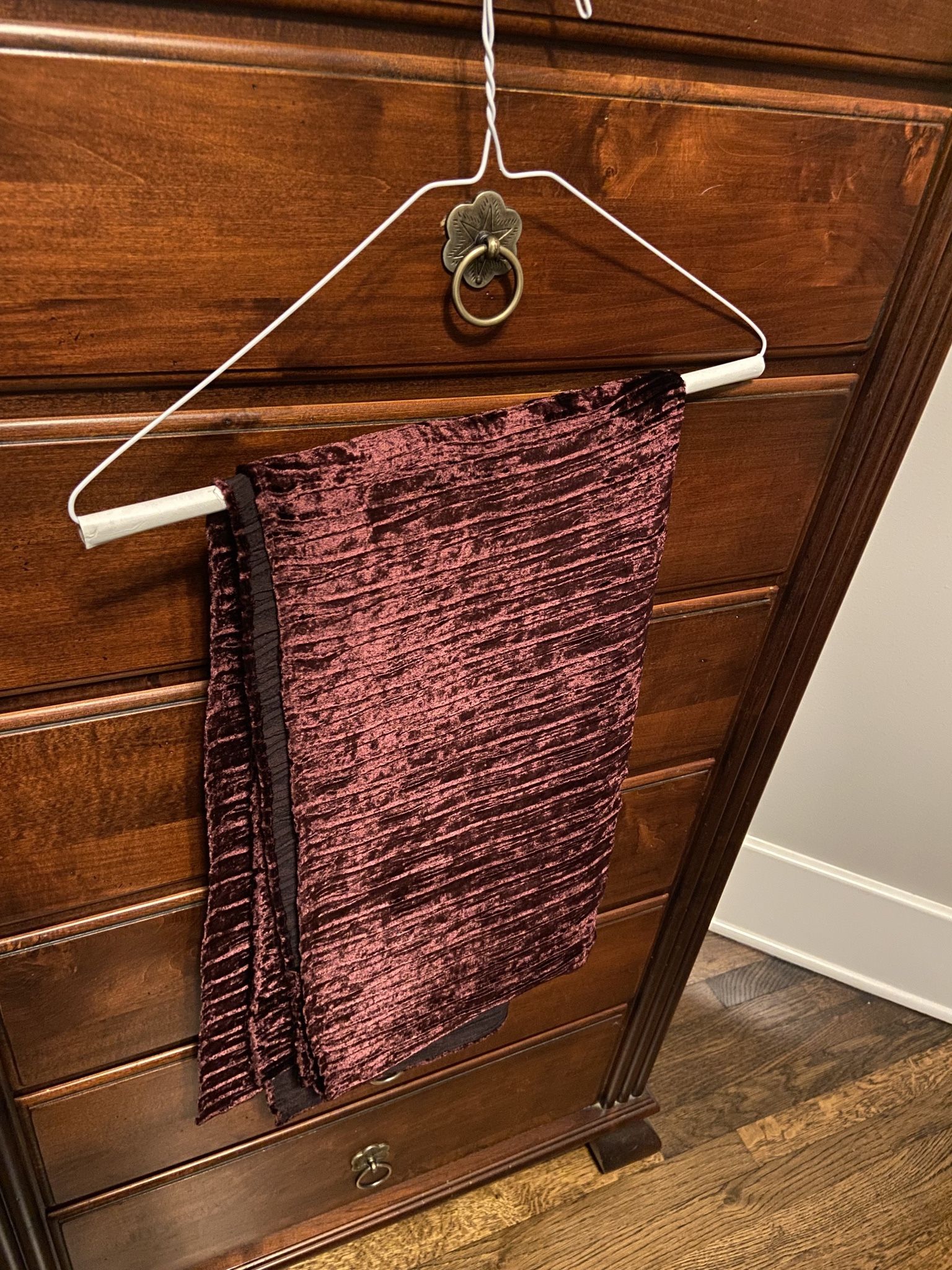 Maroon crushed velvet wrap/shawl