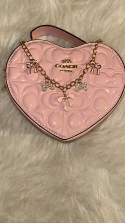 Coach Heart-Shaped Pink Patent Leather Mini Bag
