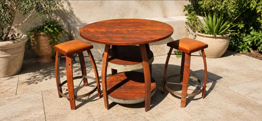 Wine Barrel Bistro Table and Stool Set