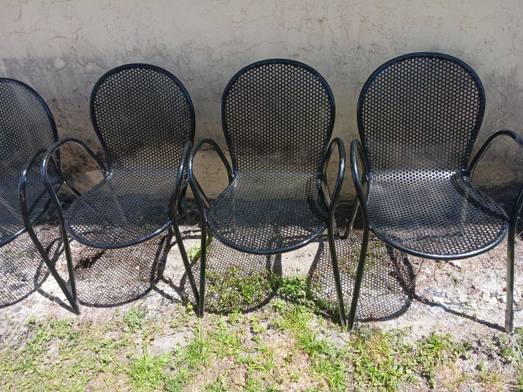 4 New Black Metal Indoor Outdoor Chairs Stackable Also 60 All Firm Look My Post Moving