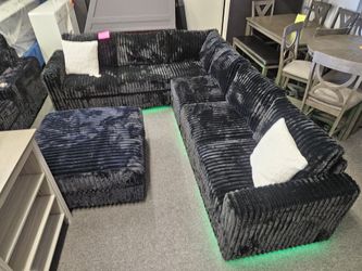 Brand New Sectional Corduroy Fabric  With LED Light $629 Add XL Ottoman $189