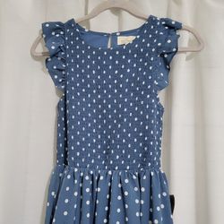 Blue Polka Dot Dress, Size XS