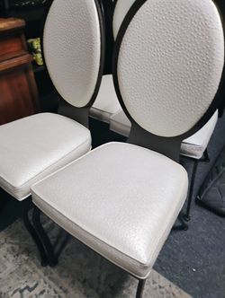 4 Ostrich Print Leather Chairs 