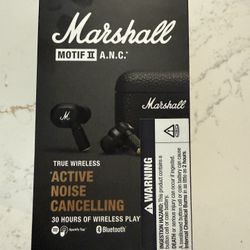 Marshall Motif II True Wireless Active Noise-Canceling Earbuds Headphones, Black