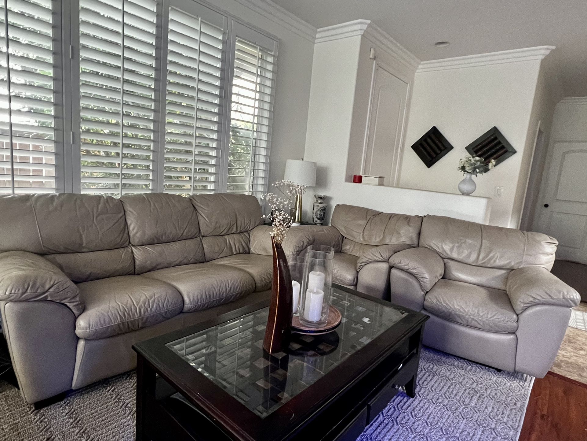 Macy’s Genuine Leather Couch And Recliner
