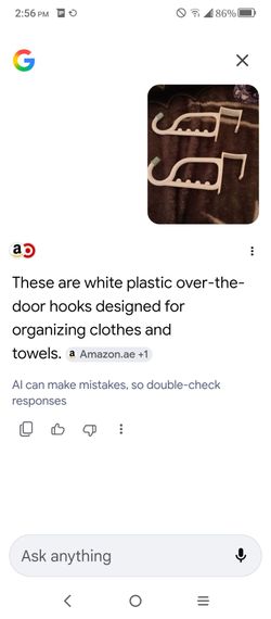 One set of two over the door hooks/ hanger organizers