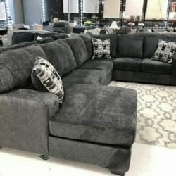 Balinoise Smoke Color Sectional Couch Financing Available