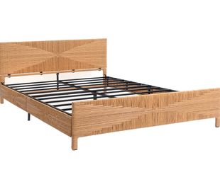 Yechen Rattan Boho King Bed Frame