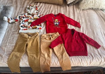 3 hoodies 3/4 years old boy+ 2 pants 4/5 years old boys