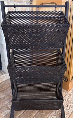 3 basket metal storage for office or kitchen