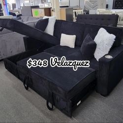 ✅️✅️ Black   Convertible Sectional W/ Cup Holder & W/ USB Port✅️✅️