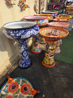 🐦 One-of-a-Kind Talavera Pots & Beautiful Birdbaths🌷Metal Art Imports