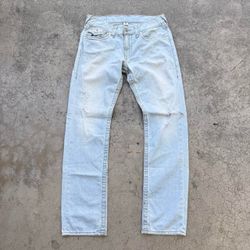 True Religion Distressed Style Light Wash Jeans