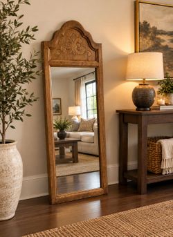 Floor Mirror Carved Wood Frame