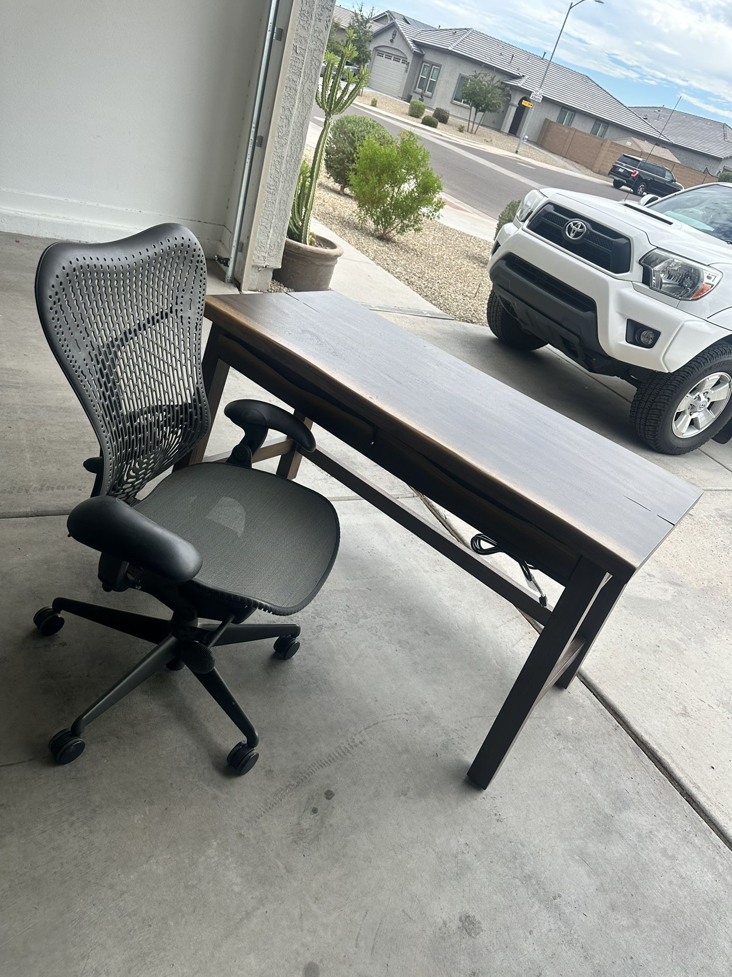 Pike & Main Hand Made Wood Desk And Ergonomic Office Chair