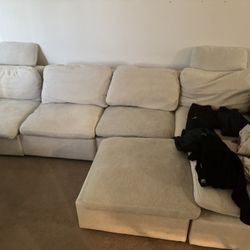 Beige convertible couch sectional