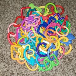 67 COLORFUL BABY INFANT TEETHING RING CONNECTOR TOY CHAIN LINKS