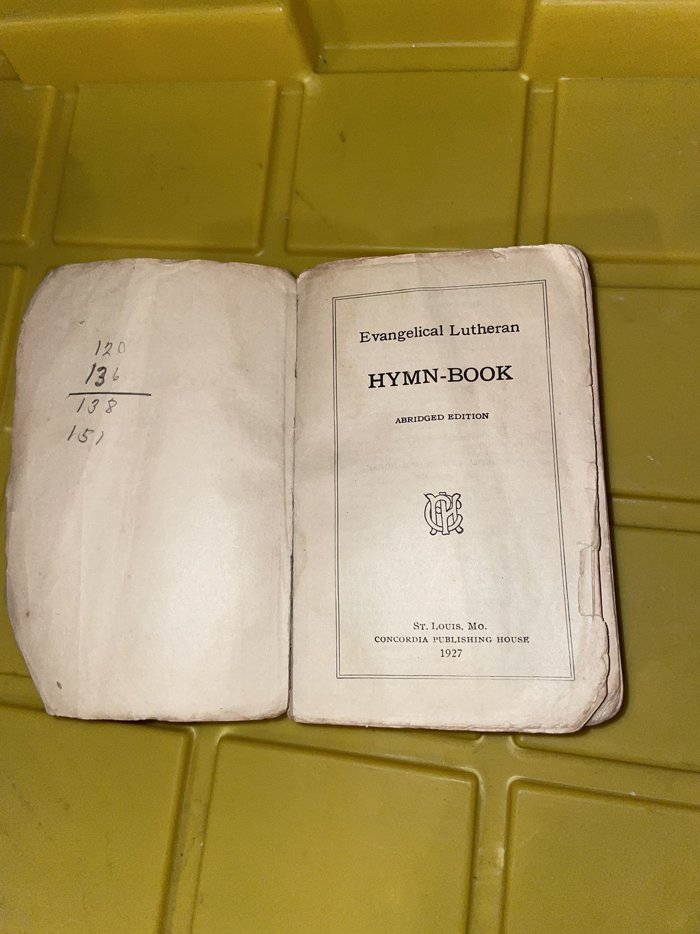 1920’s Evangelical Lutheran Hymn Book