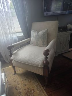 Set of matching antique upholstered accent  chairs.