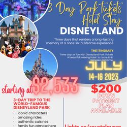 DISNEYLAND TICKETS 3 DAYS 2 NIGHTS