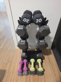 Dumbbell Weight Set with Storage Rack
