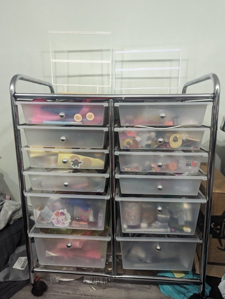Full Craft Cart Of Polymer Clay Supplies To Make Earrings