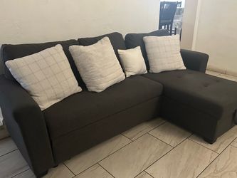 Dark Gray Sectional Sleeper Sofa with Storage Chaise
