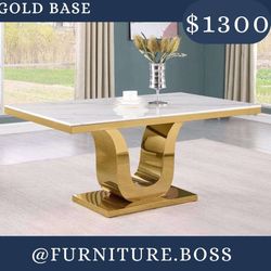 Marble Table With Gold Base - Contemporary Glam Dining