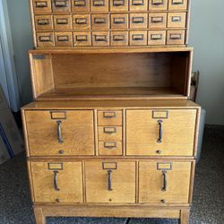 Antique Quarter-Sawn Oak Modular File Cabinet / Card Catalog Cabinet – Early 1900s