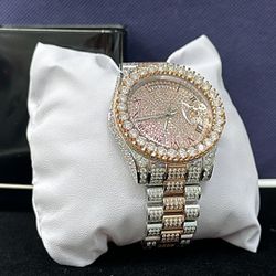 Stainless Steel Moissanite (rose/silver) Watch