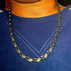 STAINLESS  MECHANICAL GUN METAL CHAIN & BRACELET SET