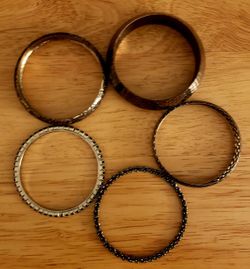 5 Thick Metal Bracelets