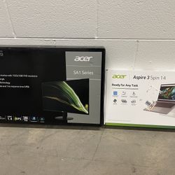 NEW ACER 14” SPIN 3 TOUCHSCREEN CONVERTIBLE LAPTOP (MODEL A3SP14-31PT-38YA) + NEW 24” LED MONITOR 