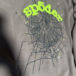 Authentic Slate Grey Sp5der Hoodie 