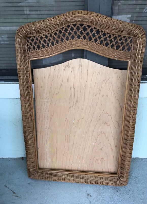 Brown wicker mirror frame