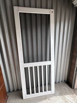 White Wooden Screen Door Frame