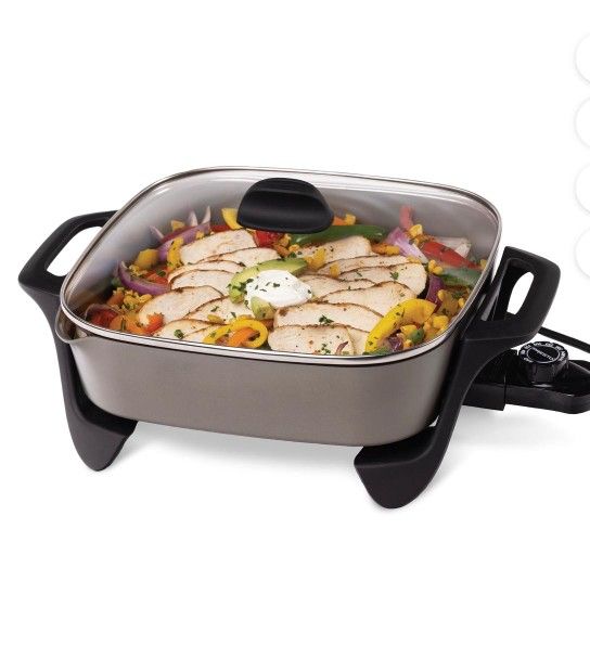 Pesto 12 Inch Ceramic Electrick Skillet With Glass Cover