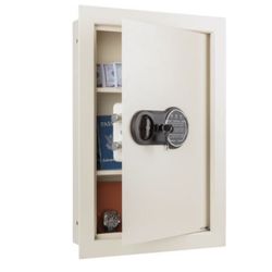 In-Wall Safe-for Home/Business w/Keypad & 2 Manual Override Keys; Protects Cash, Jewelry, Passports, & More (Cream)