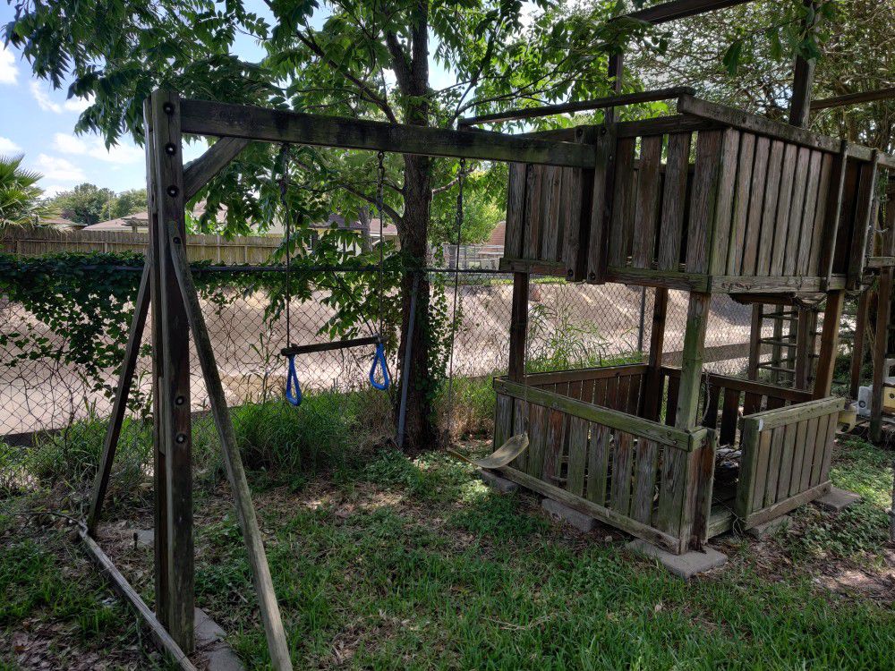 Wooden Swing set and fort