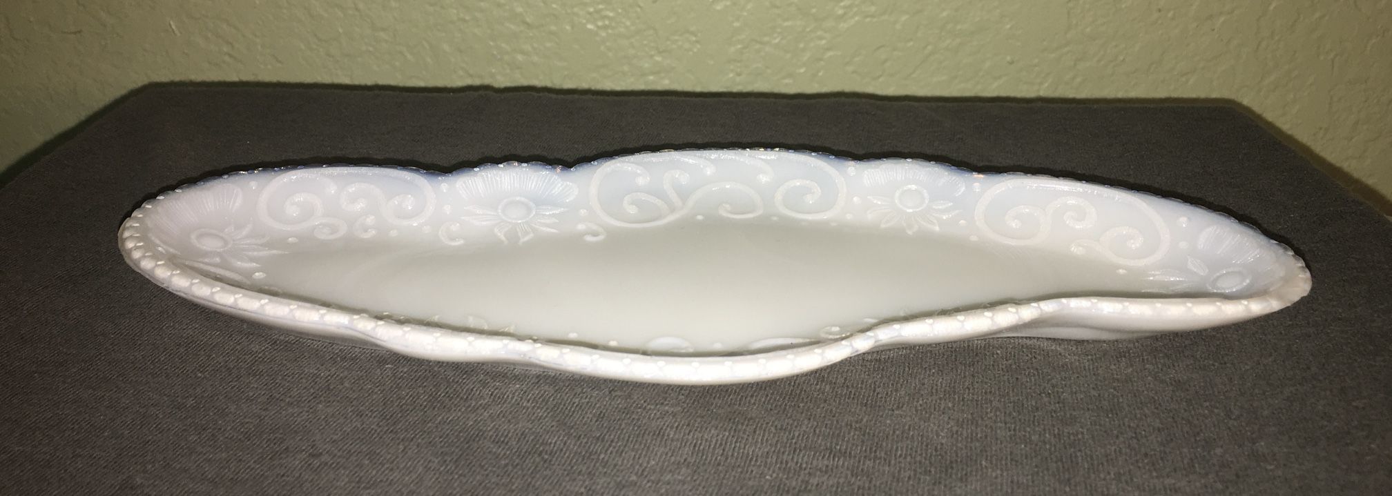 Vintage Opalescent Milk Glass Trinket Tray