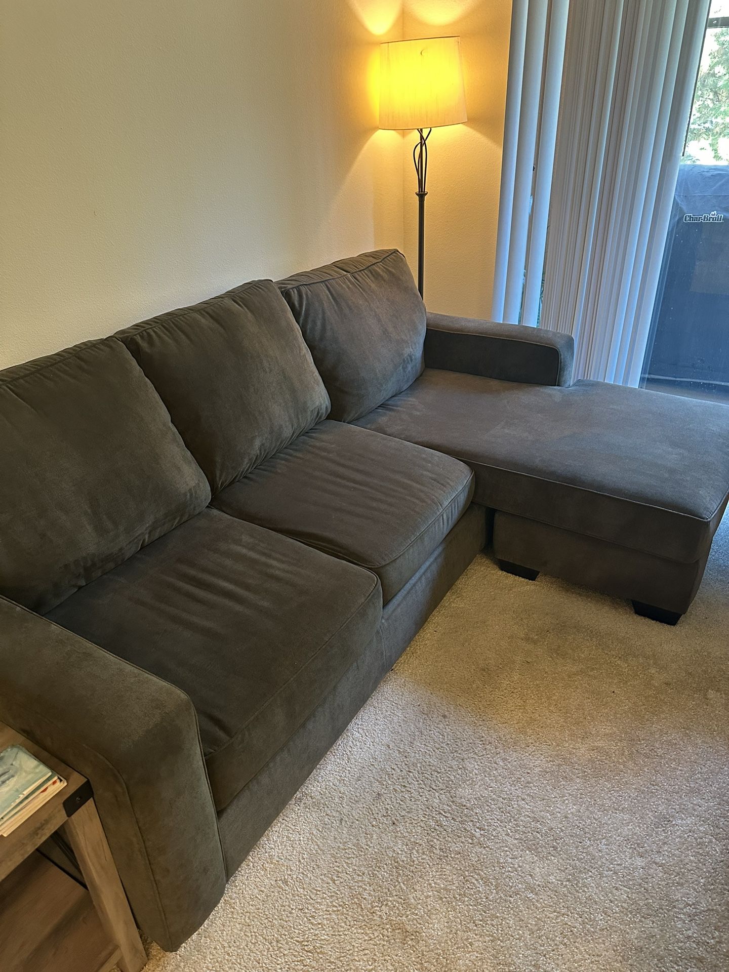 Mathers Slate 91” Sofa With Reversible Chaise