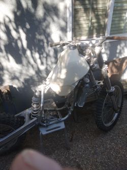 Motorcycle frame with tires and gas tank