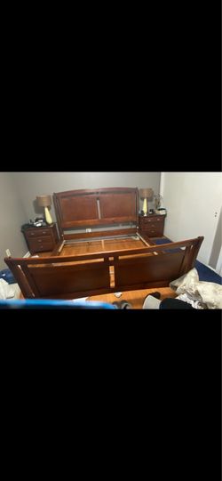 Solid wood king size bed frame