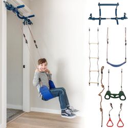 NIB Gym1 6-Piece Indoor Doorway Gym Set Professional Grade Steel Holds 300 Lbs 
