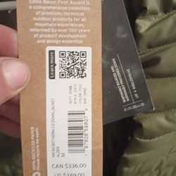  Eddie Bauer First Ascent MR Microtherm 2.0 Down Jacket in size M,