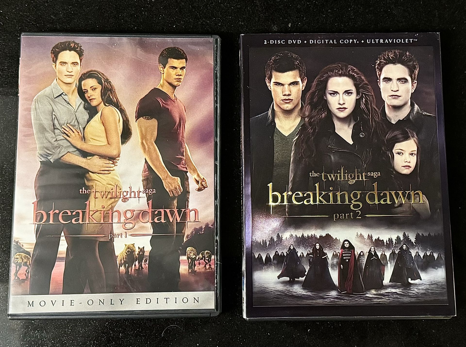 🌒 📀 2 DVD Movies Set: Twilght Breaking Dawn Series Set, Part 1 and 2 (new)