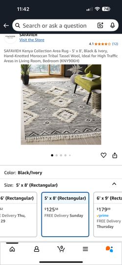 NEW Area Rug - 5' x 8' Black & Ivory Moroccan Tribal Tassel Wool
