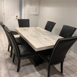 Marble Top Dining Table With 6 Chairs